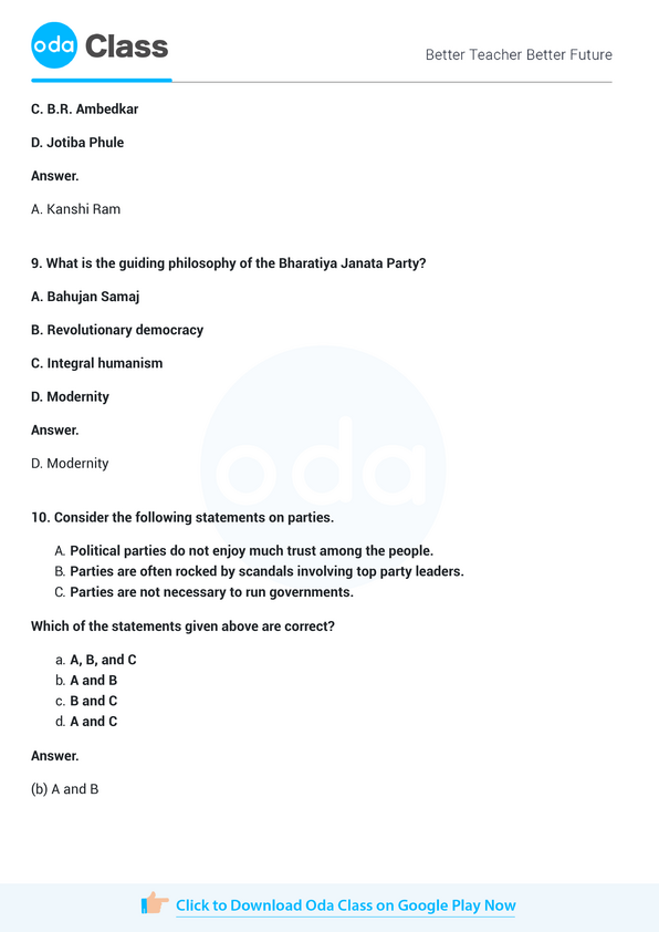 NCERT Solutions for Class 10 Political Science Chapter 6