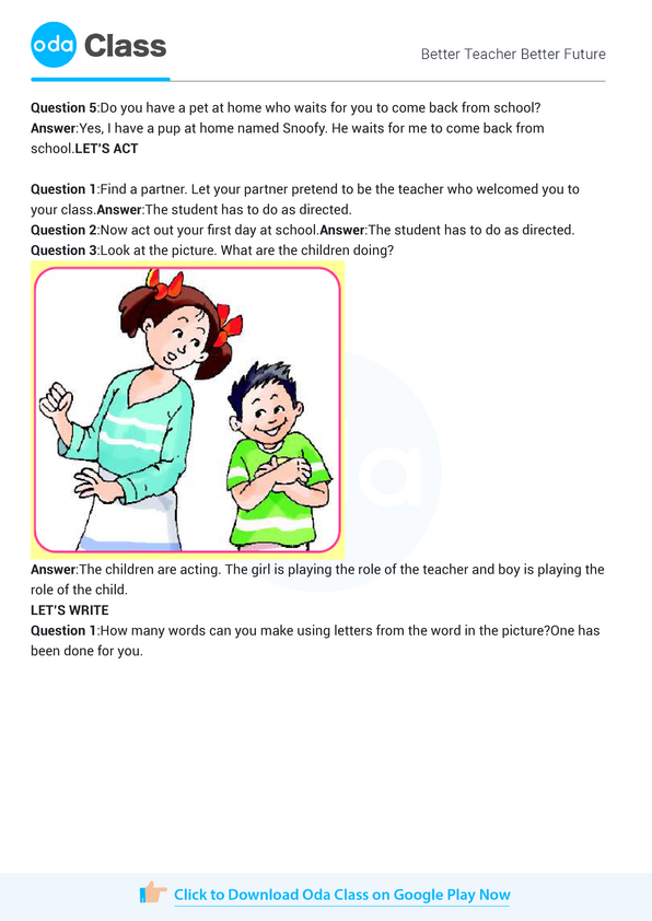 NCERT Solutions for Class 2 English Chapter 1