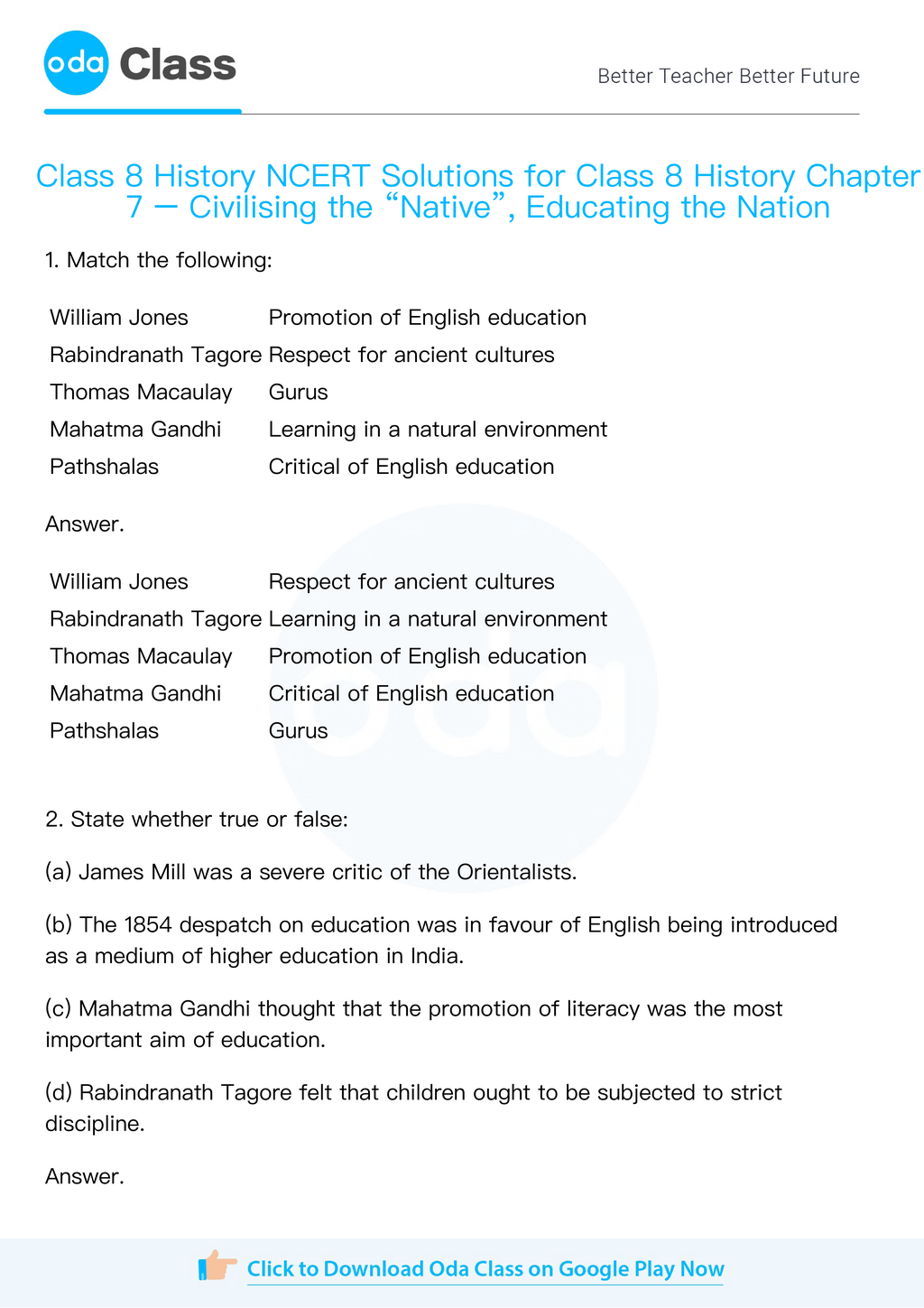 NCERT Solutions for Class 8 History Chapter 7