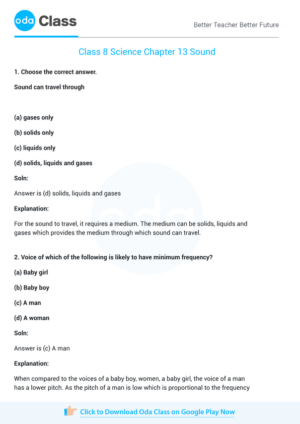 NCERT Solutions for Class 8 Science Chapter 13